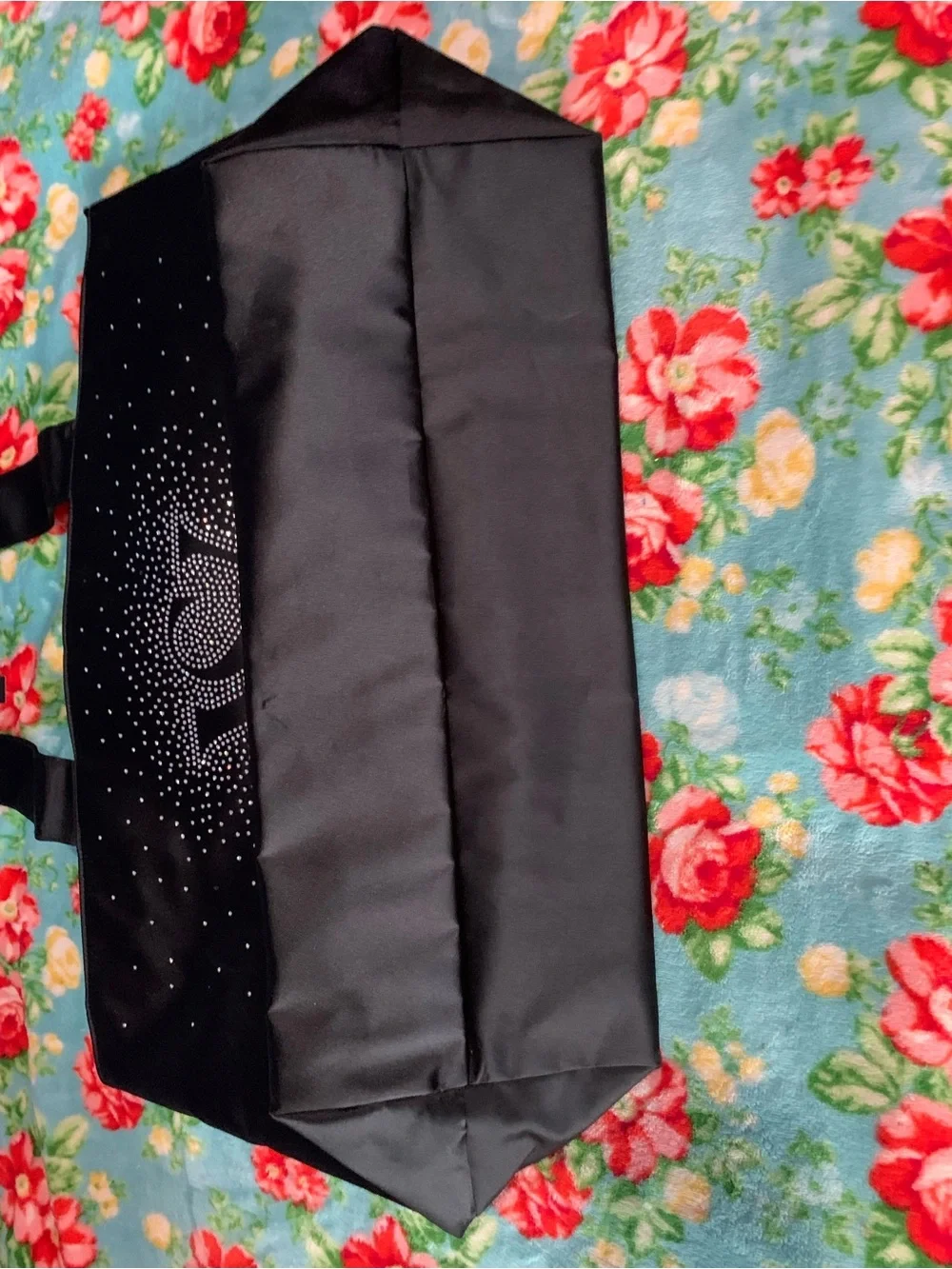Victoria’s Secret Black Rhinestone Shine Tote Travel Bag NWT